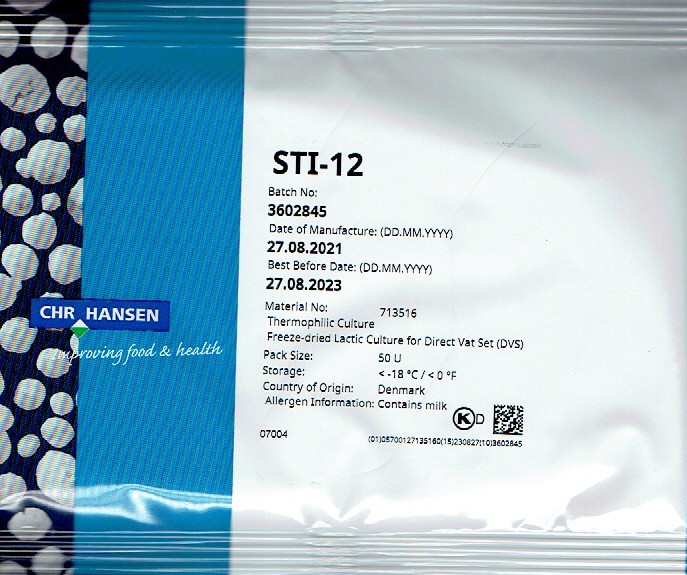 STI-12 gyúrtsajt kultúra - 50u - 500 literhez - Hansen